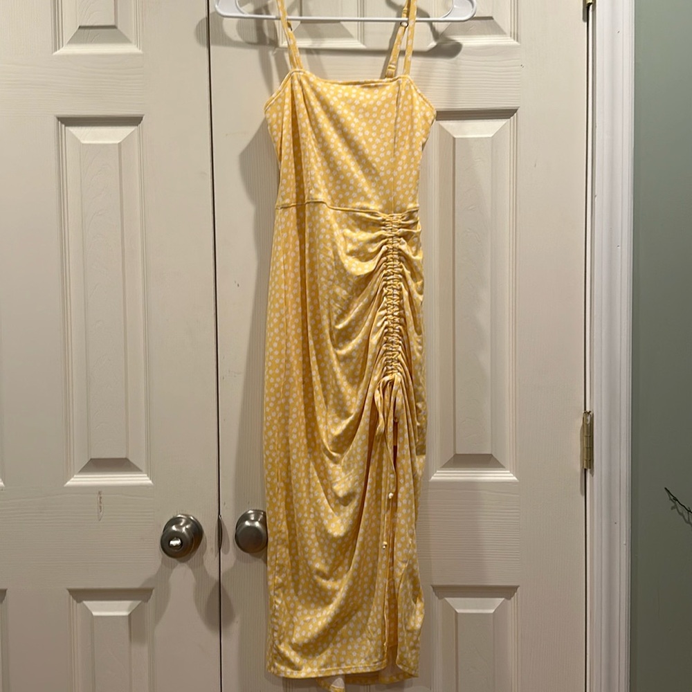Yellow cinched Hollister maxi dress